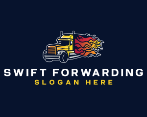 Logistics Truck Flame logo design