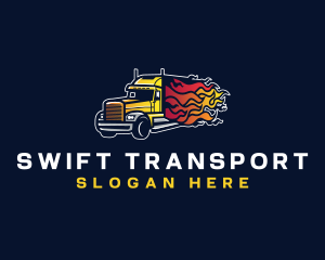 Logistics Truck Flame logo design