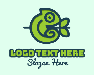 Leaf - Forest Cute Chameleon logo design