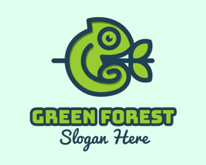 Forest Cute Chameleon logo design