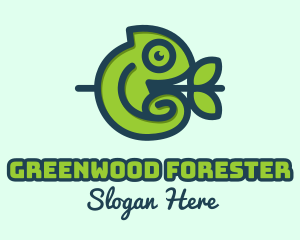 Forest Cute Chameleon logo design