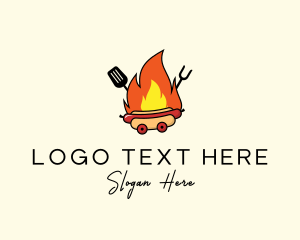 Hot Dog - Flaming Grill Hot Dog logo design