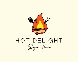 Flaming Grill Hot Dog  logo design