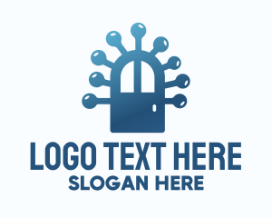 Pathogen - Blue Virus Door logo design