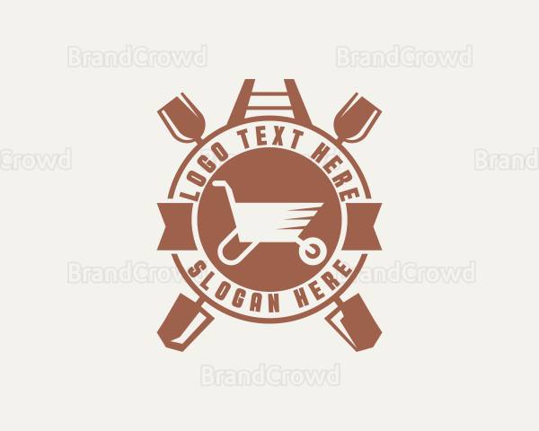 Hipster Wheelbarrow Shovel Logo