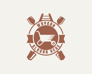 Technician - Hipster Wheelbarrow Shovel logo design