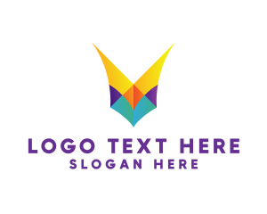 Colorful V Polygon  Logo