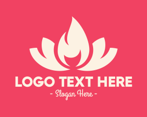 Rose Candle - Pink Fire Lotus Candle logo design