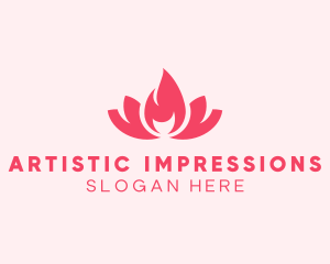 Pink Fire Lotus Candle logo design