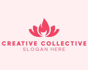 Pink Fire Lotus Candle logo design