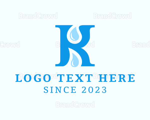 Water Droplet Letter K Logo