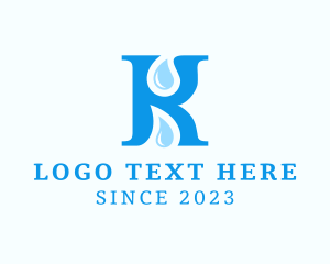 Plumbing - Water Droplet Letter K logo design