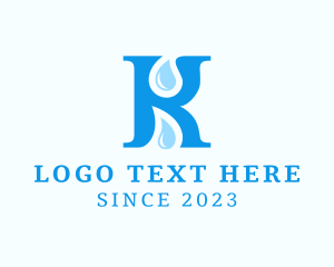 Blue - Water Droplet Letter K logo design