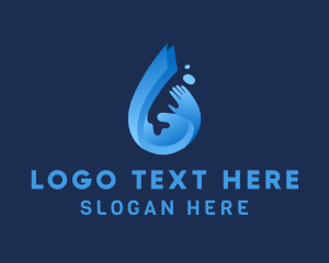 Sanitation - Water Droplet Hand logo design