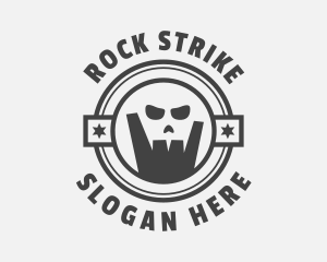 Skull Rock Hand Sign logo design