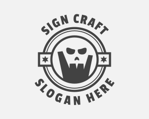 Skull Rock Hand Sign logo design