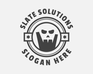 Skull Rock Hand Sign logo design