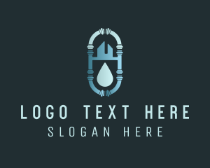 Fluid - House Water Drop Pipe logo design