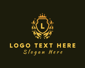 Golden - Gold Crown Shield logo design