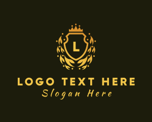 Expensive - Gold Crown Shield logo design