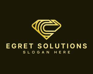 Gem Diamond Letter C logo design