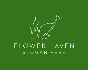 Landscape Garden Shovel Grass logo design