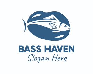 Bass - Blue Mackerel Fish logo design