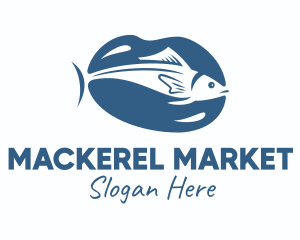 Blue Mackerel Fish logo design