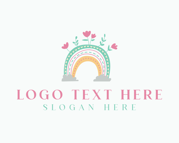 Nursery - Rainbow Nursery Flowers logo design