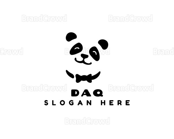 Panda Bow Tie Animal Logo