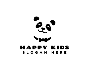 Panda Bow Tie Animal logo design