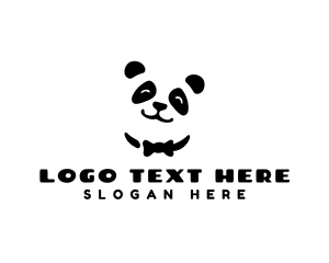 Negative Space - Panda Bow Tie Animal logo design