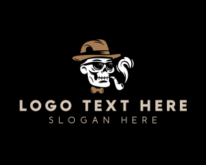 Character - Skull Smoking Pipe logo design