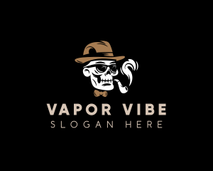 Skull Smoking Pipe logo design