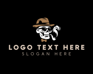 Smoking - Skull Smoking Pipe logo design