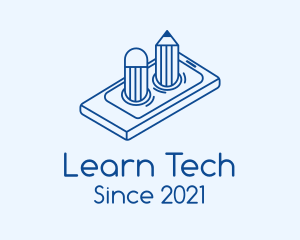 E Learning - Mobile Phone Pencil logo design