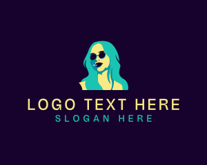 Lady - Woman Sunglasses Smoking logo design