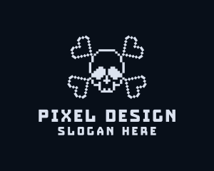 Pixel Skull Bones logo design