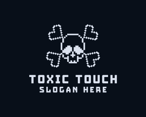 Toxic - Pixel Skull Bones logo design