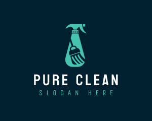 Spray Bottle Cleaning logo design