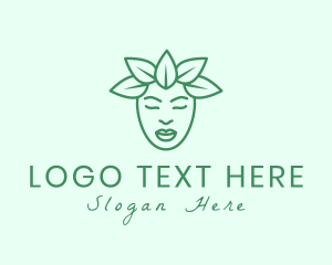 Face - Woman Natural Face Leaves logo design
