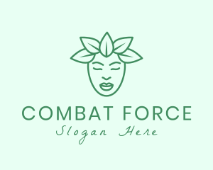 Woman Natural Face Leaves Logo