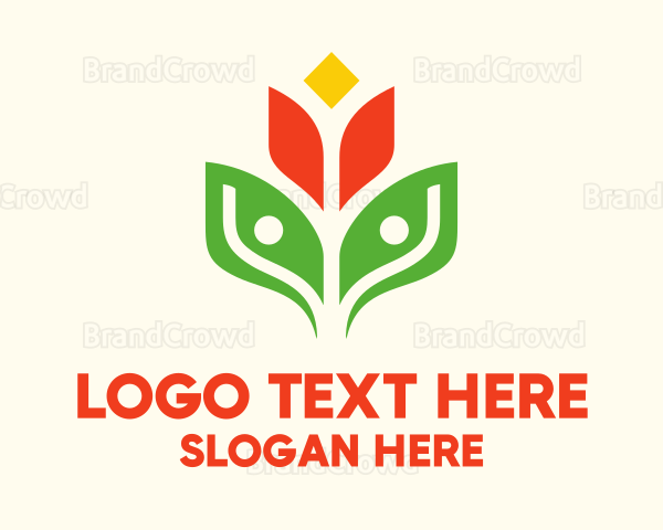 Geometric Flower People Environmentalist Logo