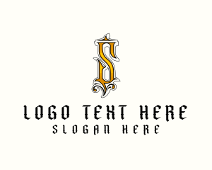 Tattoo - Gothic Medieval Letter S logo design