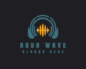 Headphone Music Wave logo design