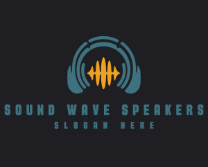 Headphone Music Wave logo design