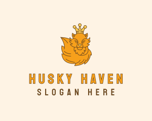 Husky - King Fox Crown logo design