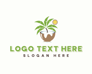 Healthy - Tropical Coconut Drink logo design
