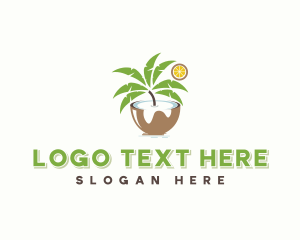 Coconut Water - Tropical Coconut Drink logo design