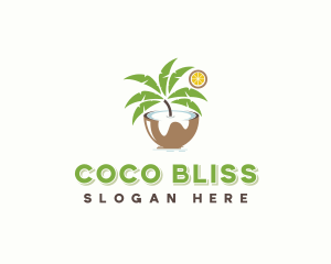 Coconut - Tropical Coconut Drink logo design